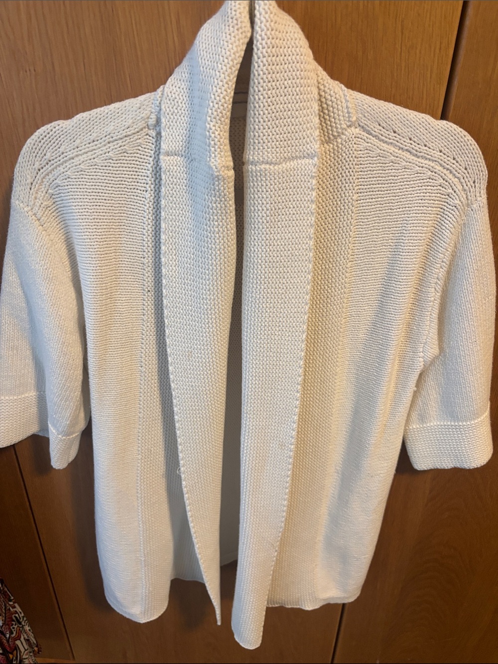 GAP Cream Open-Front Short-Sleeve Knit Cardigan